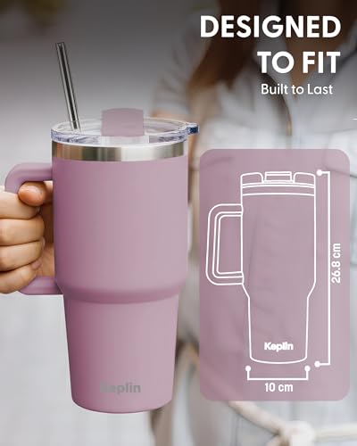 Keplin 40 oz / 1200 ml Insulated Travel Tumbler – Double Wall Stainless Steel Cup with Leak-Proof Lid, Thermal Flask Keeps Drinks Hot & Cold, Dishwasher Safe, Fits Car Cup Holders - Cream White