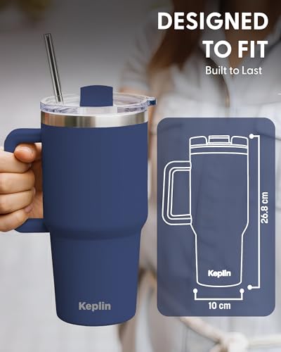 Keplin 40 oz / 1200 ml Insulated Travel Tumbler – Double Wall Stainless Steel Cup with Leak-Proof Lid, Thermal Flask Keeps Drinks Hot & Cold, Dishwasher Safe, Fits Car Cup Holders - Cream White