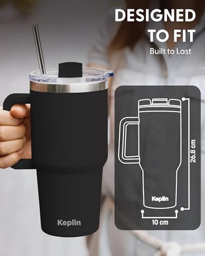 Keplin 40 oz / 1200 ml Insulated Travel Tumbler – Double Wall Stainless Steel Cup with Leak-Proof Lid, Thermal Flask Keeps Drinks Hot & Cold, Dishwasher Safe, Fits Car Cup Holders - Cream White