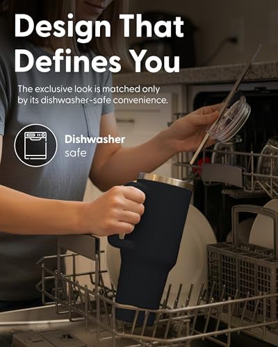 Keplin 40 oz / 1200 ml Insulated Travel Tumbler – Double Wall Stainless Steel Cup with Leak-Proof Lid, Thermal Flask Keeps Drinks Hot & Cold, Dishwasher Safe, Fits Car Cup Holders - Cream White