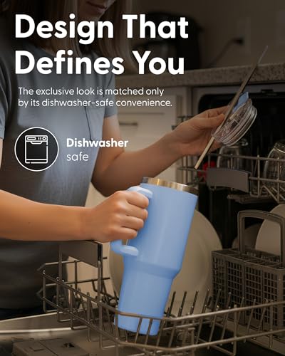 Keplin 40 oz / 1200 ml Insulated Travel Tumbler – Double Wall Stainless Steel Cup with Leak-Proof Lid, Thermal Flask Keeps Drinks Hot & Cold, Dishwasher Safe, Fits Car Cup Holders - Cream White