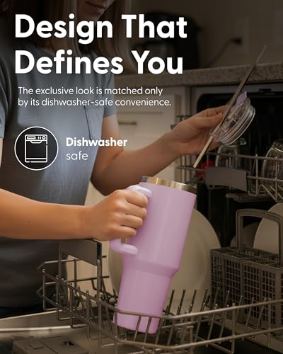 Keplin 40 oz / 1200 ml Insulated Travel Tumbler – Double Wall Stainless Steel Cup with Leak-Proof Lid, Thermal Flask Keeps Drinks Hot & Cold, Dishwasher Safe, Fits Car Cup Holders - Cream White