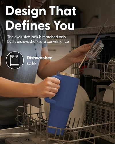 Keplin 40 oz / 1200 ml Insulated Travel Tumbler – Double Wall Stainless Steel Cup with Leak-Proof Lid, Thermal Flask Keeps Drinks Hot & Cold, Dishwasher Safe, Fits Car Cup Holders - Cream White