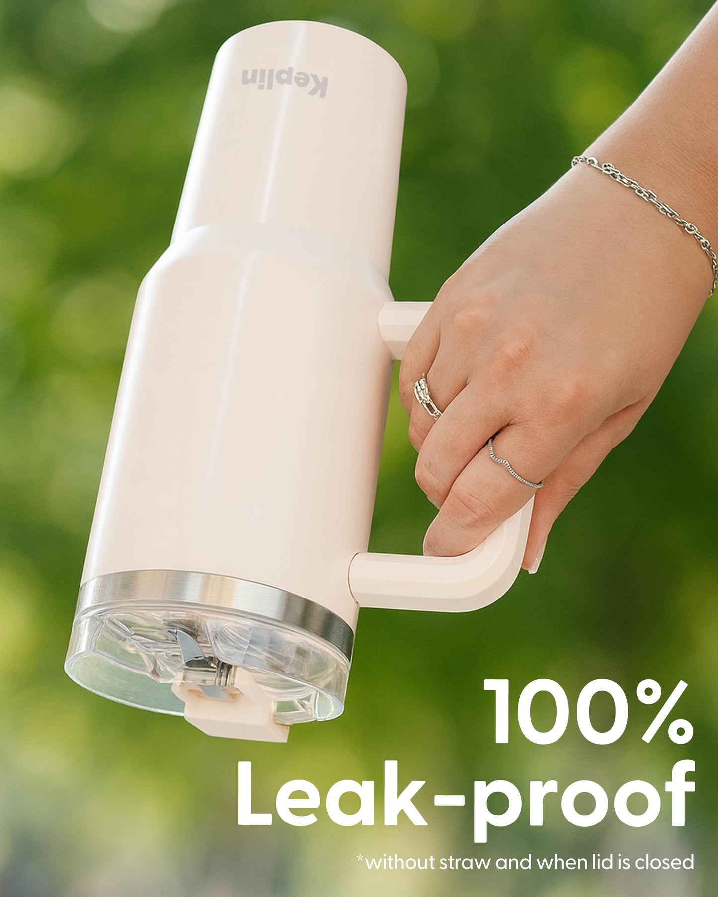 Keplin 40 oz / 1200 ml Insulated Travel Tumbler – Double Wall Stainless Steel Cup with Leak-Proof Lid, Thermal Flask Keeps Drinks Hot & Cold, Dishwasher Safe, Fits Car Cup Holders - Cream White