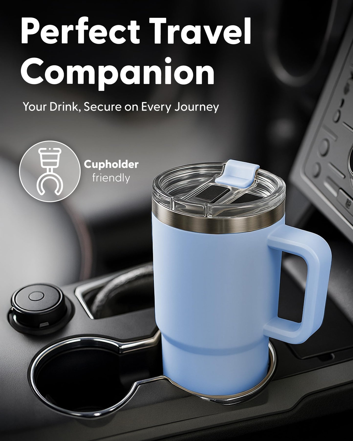 Keplin 40 oz / 1200 ml Insulated Travel Tumbler – Double Wall Stainless Steel Cup with Leak-Proof Lid, Thermal Flask Keeps Drinks Hot & Cold, Dishwasher Safe, Fits Car Cup Holders - Cream White